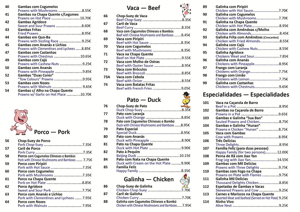 Restaurante China Torres Vedras ementa 2